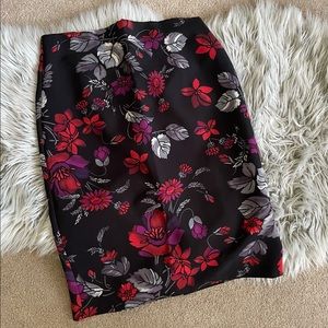 Black Floral Pencil Skirt